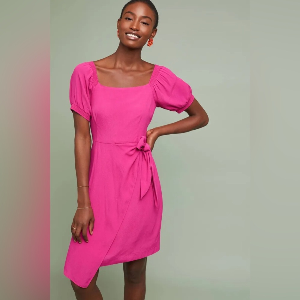 Anthropologie Maeve resort wrap dress size 2P bright pink